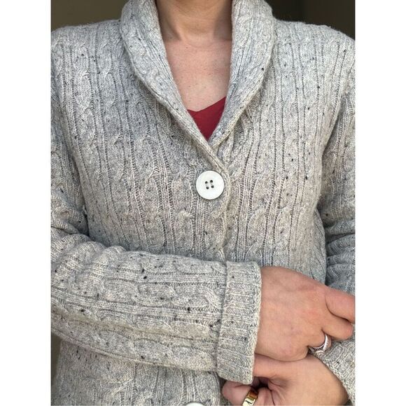 Irelandseye Gray Wool Cashmere Cardigan Sweater Irish Fisherman Size Medium Aran - Picture 9 of 10